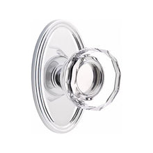 Load image into Gallery viewer, LOWELL GLASS (LW) PASSAGE (HALL/CLOSET) KNOB WITH 2-3/8" BACKSET AND 1/4" ROUND FACEPLATE AND STRIKEPLATE