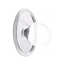 Load image into Gallery viewer, BRISTOL GLASS (BL) PRIVACY (BED/ BATH) KNOB WITH 2-3/8" BACKSET AND 1/4" ROUND FACEPLATE AND STRIKEPLATE WITH TRADITIONAL ROSETTE