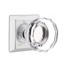 Load image into Gallery viewer, LOWELL GLASS (LW) PRIVACY (BED/BATH) KNOB WITH 2-3/8" BACKSET AND 1/4" ROUND FACEPLATE AND STRIKEPLATE