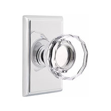 Load image into Gallery viewer, LOWELL GLASS (LW) PASSAGE (HALL/CLOSET) KNOB WITH 2-3/8" BACKSET AND 1/4" ROUND FACEPLATE AND STRIKEPLATE
