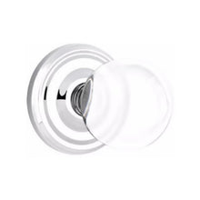 Load image into Gallery viewer, BRISTOL GLASS (BL) PRIVACY (BED/ BATH) KNOB WITH 2-3/8" BACKSET AND 1/4" ROUND FACEPLATE AND STRIKEPLATE WITH TRADITIONAL ROSETTE