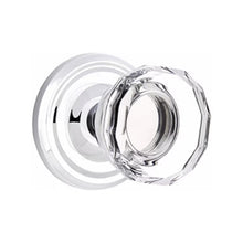 Load image into Gallery viewer, LOWELL GLASS (LW) PRIVACY (BED/BATH) KNOB WITH 2-3/8" BACKSET AND 1/4" ROUND FACEPLATE AND STRIKEPLATE