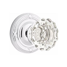 Load image into Gallery viewer, ASTORIA GLASS (AS) PRIVACY (BED/BATH) KNOB WITH 2-3/8" BACKSET AND 1/4" ROUND FACEPLATE AND STRIKEPLATE