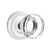 Load image into Gallery viewer, LOWELL GLASS (LW) PRIVACY (BED/BATH) KNOB WITH 2-3/8" BACKSET AND 1/4" ROUND FACEPLATE AND STRIKEPLATE