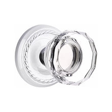 Load image into Gallery viewer, LOWELL GLASS (LW) PASSAGE (HALL/CLOSET) KNOB WITH 2-3/8" BACKSET AND 1/4" ROUND FACEPLATE AND STRIKEPLATE
