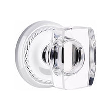 Load image into Gallery viewer, WINDSOR GLASS (WS) PRIVACY (BED/BATH) KNOB WITH 2-3/8" BACKSET AND 1/4" ROUND FACEPLATE AND STRIKEPLATE WITH TRADITIONAL ROSETTE