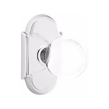 Load image into Gallery viewer, BRISTOL GLASS (BL) PRIVACY (BED/ BATH) KNOB WITH 2-3/8" BACKSET AND 1/4" ROUND FACEPLATE AND STRIKEPLATE WITH TRADITIONAL ROSETTE