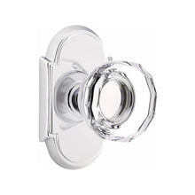 Load image into Gallery viewer, LOWELL GLASS (LW) PRIVACY (BED/BATH) KNOB WITH 2-3/8" BACKSET AND 1/4" ROUND FACEPLATE AND STRIKEPLATE