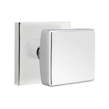 Load image into Gallery viewer, SQUARE (SQU) PRIVACY (BED/BATH) KNOB WITH 2-3/8" BACKSET AND 1/4" ROUND FACEPLATE AND STRIKEPLATE