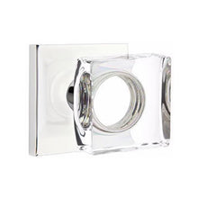 Load image into Gallery viewer, MODERN SQUARE GLASS (MSC) PRIVACY (BED/BATH) KNOB WITH 2-3/8" BACKSET AND 1/4" ROUND FACEPLATE AND STRIKEPLATE