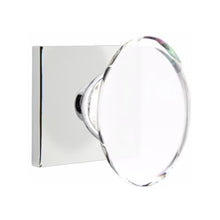 Load image into Gallery viewer, HAMPTON GLASS (HT) PRIVACY (BED/BATH) KNOB WITH 2-3/8" BACKSET AND 1/4" ROUND FACEPLATE AND STRIKEPLATE WITH MODERN ROSETTE