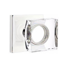 Load image into Gallery viewer, MODERN SQUARE GLASS (MSC) PASSAGE (HALL/CLOSET) KNOB WITH 2-3/8" BACKSET AND 1/4" ROUND FACEPLATE AND STRIKEPLATE