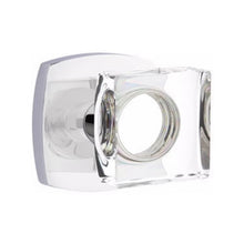 Load image into Gallery viewer, MODERN SQUARE GLASS (MSC) PRIVACY (BED/BATH) KNOB WITH 2-3/8" BACKSET AND 1/4" ROUND FACEPLATE AND STRIKEPLATE