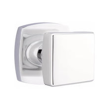 Load image into Gallery viewer, SQUARE (SQU) PRIVACY (BED/BATH) KNOB WITH 2-3/8" BACKSET AND 1/4" ROUND FACEPLATE AND STRIKEPLATE