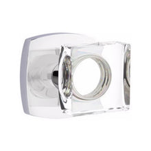 Load image into Gallery viewer, MODERN SQUARE GLASS (MSC) PASSAGE (HALL/CLOSET) KNOB WITH 2-3/8" BACKSET AND 1/4" ROUND FACEPLATE AND STRIKEPLATE