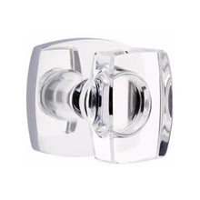Load image into Gallery viewer, WINDSOR GLASS (WS) PRIVACY (BED/BATH) KNOB WITH 2-3/8" BACKSET AND 1/4" ROUND FACEPLATE AND STRIKEPLATE WITH MODERN ROSETTE