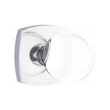 Load image into Gallery viewer, BRISTOL GLASS (BL) PRIVACY (BED/BATH) KNOB WITH 2-3/8" BACKSET AND 1/4" ROUND FACEPLATE AND STRIKEPLATE WITH MODERN ROSETTE