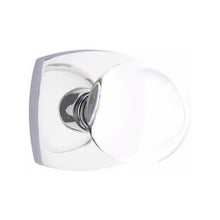 Load image into Gallery viewer, BRISTOL GLASS (BL) PASSAGE (HALL/CLOSET) KNOB WITH 2-3/8" BACKSET AND 1/4" ROUND FACEPLATE AND STRIKEPLATE WITH MODERN ROSETTE