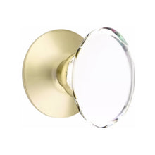 Load image into Gallery viewer, HAMPTON GLASS (HT) PASSAGE (HALL/CLOSET) KNOB WITH 2-3/8" BACKSET AND 1/4" ROUND FACEPLATE AND STRIKEPLATE WITH MODERN ROSETTE