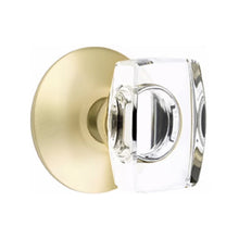Load image into Gallery viewer, WINDSOR GLASS (WS) PRIVACY (BED/BATH) KNOB WITH 2-3/8" BACKSET AND 1/4" ROUND FACEPLATE AND STRIKEPLATE WITH MODERN ROSETTE