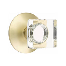 Load image into Gallery viewer, MODERN SQUARE GLASS (MSC) PRIVACY (BED/BATH) KNOB WITH 2-3/8" BACKSET AND 1/4" ROUND FACEPLATE AND STRIKEPLATE