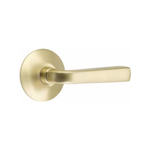 Load image into Gallery viewer, SION (SIO) PRIVACY (BED/BATH) LEVER WITH 2-3/8" BACKSET AND 1/4" ROUND FACEPLATE AND STRIKEPLATE