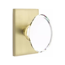 Load image into Gallery viewer, HAMPTON GLASS (HT) PRIVACY (BED/BATH) KNOB WITH 2-3/8" BACKSET AND 1/4" ROUND FACEPLATE AND STRIKEPLATE WITH MODERN ROSETTE