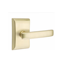 Load image into Gallery viewer, GENEVA (GV) PASSAGE (HALL/CLOSET) LEVER WITH 2-3/8" BACKSET AND 1/4" ROUND FACEPLATE AND STRIKEPLATE