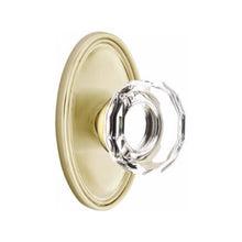 Load image into Gallery viewer, LOWELL GLASS (LW) PRIVACY (BED/BATH) KNOB WITH 2-3/8" BACKSET AND 1/4" ROUND FACEPLATE AND STRIKEPLATE
