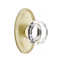 Load image into Gallery viewer, LOWELL GLASS (LW) PASSAGE (HALL/CLOSET) KNOB WITH 2-3/8" BACKSET AND 1/4" ROUND FACEPLATE AND STRIKEPLATE