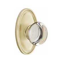 Load image into Gallery viewer, PROVIDENCE GLASS (PC) PRIVACY (BED/BATH) KNOB WITH 2-3/8" BACKSET AND 1/4" ROUND FACEPLATE AND STRIKEPLATE