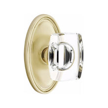 Load image into Gallery viewer, WINDSOR GLASS (WS) PRIVACY (BED/BATH) KNOB WITH 2-3/8" BACKSET AND 1/4" ROUND FACEPLATE AND STRIKEPLATE WITH TRADITIONAL ROSETTE