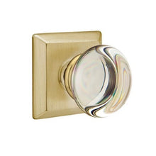 Load image into Gallery viewer, PROVIDENCE GLASS (PC) PRIVACY (BED/BATH) KNOB WITH 2-3/8" BACKSET AND 1/4" ROUND FACEPLATE AND STRIKEPLATE