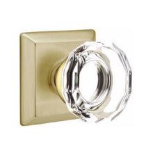 Load image into Gallery viewer, LOWELL GLASS (LW) PRIVACY (BED/BATH) KNOB WITH 2-3/8" BACKSET AND 1/4" ROUND FACEPLATE AND STRIKEPLATE