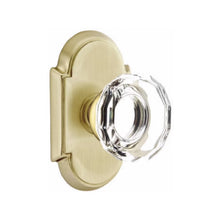 Load image into Gallery viewer, LOWELL GLASS (LW) PASSAGE (HALL/CLOSET) KNOB WITH 2-3/8" BACKSET AND 1/4" ROUND FACEPLATE AND STRIKEPLATE