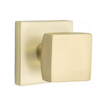 Load image into Gallery viewer, SQUARE (SQU) PRIVACY (BED/BATH) KNOB WITH 2-3/8" BACKSET AND 1/4" ROUND FACEPLATE AND STRIKEPLATE