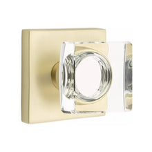 Load image into Gallery viewer, MODERN SQUARE GLASS (MSC) PASSAGE (HALL/CLOSET) KNOB WITH 2-3/8" BACKSET AND 1/4" ROUND FACEPLATE AND STRIKEPLATE