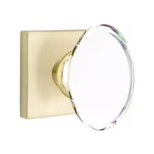 Load image into Gallery viewer, HAMPTON GLASS (HT) PASSAGE (HALL/CLOSET) KNOB WITH 2-3/8" BACKSET AND 1/4" ROUND FACEPLATE AND STRIKEPLATE WITH MODERN ROSETTE