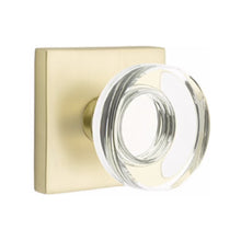 Load image into Gallery viewer, MODERN DISC GLASS (MDC) PRIVACY (BED/BATH) KNOB WITH 2-3/8" BACKSET AND 1/4" ROUND FACEPLATE AND STRIKEPLATE