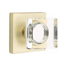 Load image into Gallery viewer, MODERN SQUARE GLASS (MSC) PRIVACY (BED/BATH) KNOB WITH 2-3/8" BACKSET AND 1/4" ROUND FACEPLATE AND STRIKEPLATE