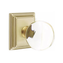 Load image into Gallery viewer, BRISTOL GLASS (BL) PRIVACY (BED/ BATH) KNOB WITH 2-3/8" BACKSET AND 1/4" ROUND FACEPLATE AND STRIKEPLATE WITH TRADITIONAL ROSETTE