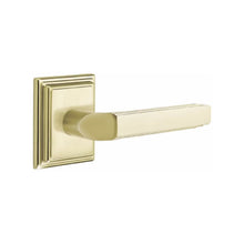 Load image into Gallery viewer, MILANO (M) PASSAGE (HALL/CLOSET) LEVER WITH 2-3/8" BACKSET AND 1/4" ROUND FACEPLATE AND STRIKEPLATE