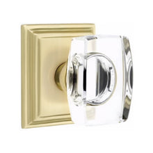 Load image into Gallery viewer, WINDSOR GLASS (WS) PRIVACY (BED/BATH) KNOB WITH 2-3/8" BACKSET AND 1/4" ROUND FACEPLATE AND STRIKEPLATE WITH TRADITIONAL ROSETTE