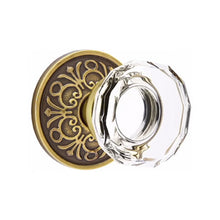 Load image into Gallery viewer, LOWELL GLASS (LW) PASSAGE (HALL/CLOSET) KNOB WITH 2-3/8" BACKSET AND 1/4" ROUND FACEPLATE AND STRIKEPLATE