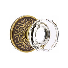 Load image into Gallery viewer, LOWELL GLASS (LW) PRIVACY (BED/BATH) KNOB WITH 2-3/8" BACKSET AND 1/4" ROUND FACEPLATE AND STRIKEPLATE