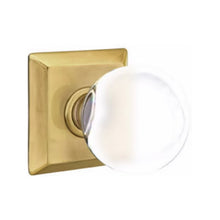 Load image into Gallery viewer, BRISTOL GLASS (BL) PRIVACY (BED/ BATH) KNOB WITH 2-3/8" BACKSET AND 1/4" ROUND FACEPLATE AND STRIKEPLATE WITH TRADITIONAL ROSETTE