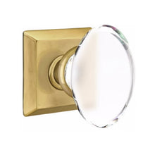 Load image into Gallery viewer, HAMPTON GLASS (HT) PASSAGE (HALL/CLOSET) KNOB WITH 2-3/8" BACKSET AND 1/4" FACEPLATE AND STRIKEPLATE WITH TRADITIONAL ROSETTE