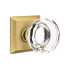 Load image into Gallery viewer, LOWELL GLASS (LW) PASSAGE (HALL/CLOSET) KNOB WITH 2-3/8" BACKSET AND 1/4" ROUND FACEPLATE AND STRIKEPLATE