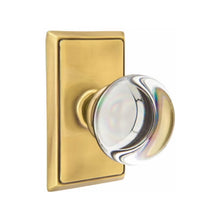 Load image into Gallery viewer, PROVIDENCE GLASS (PC) PASSAGE (HALL/CLOSET) KNOB WITH 2-3/8" BACKSET AND 1/4" ROUND FACEPLATE AND STRIKEPLATE