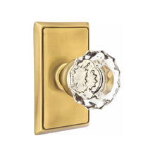 Load image into Gallery viewer, ASTORIA GLASS (AS) PASSAGE (HALL/CLOSET) KNOB WITH 2-3/8" BACKSET AND 1/4" ROUND FACEPLATE AND STRIKEPLATE